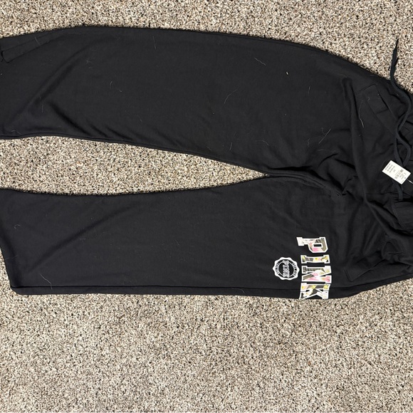 Black and Floral PINK Sweatpants - Picture 3 of 3